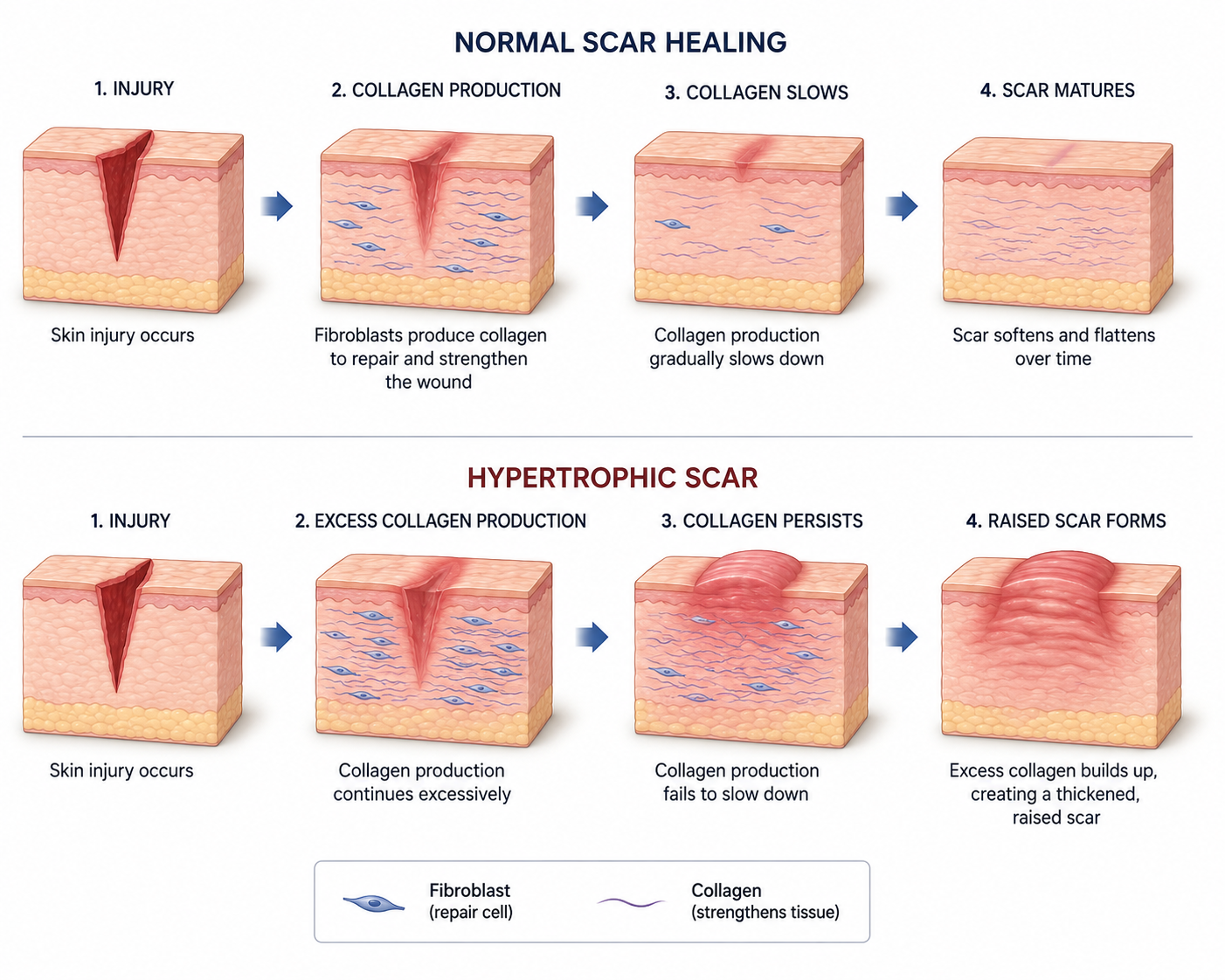 hypertrophic scar formation collagen healing process.
