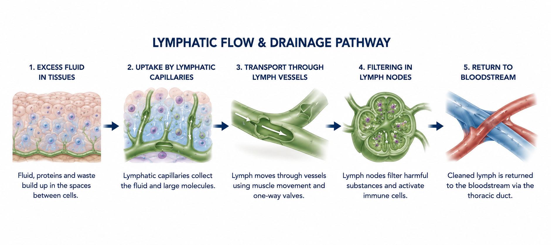 diagram of the lymphatic flow and drainage pathway