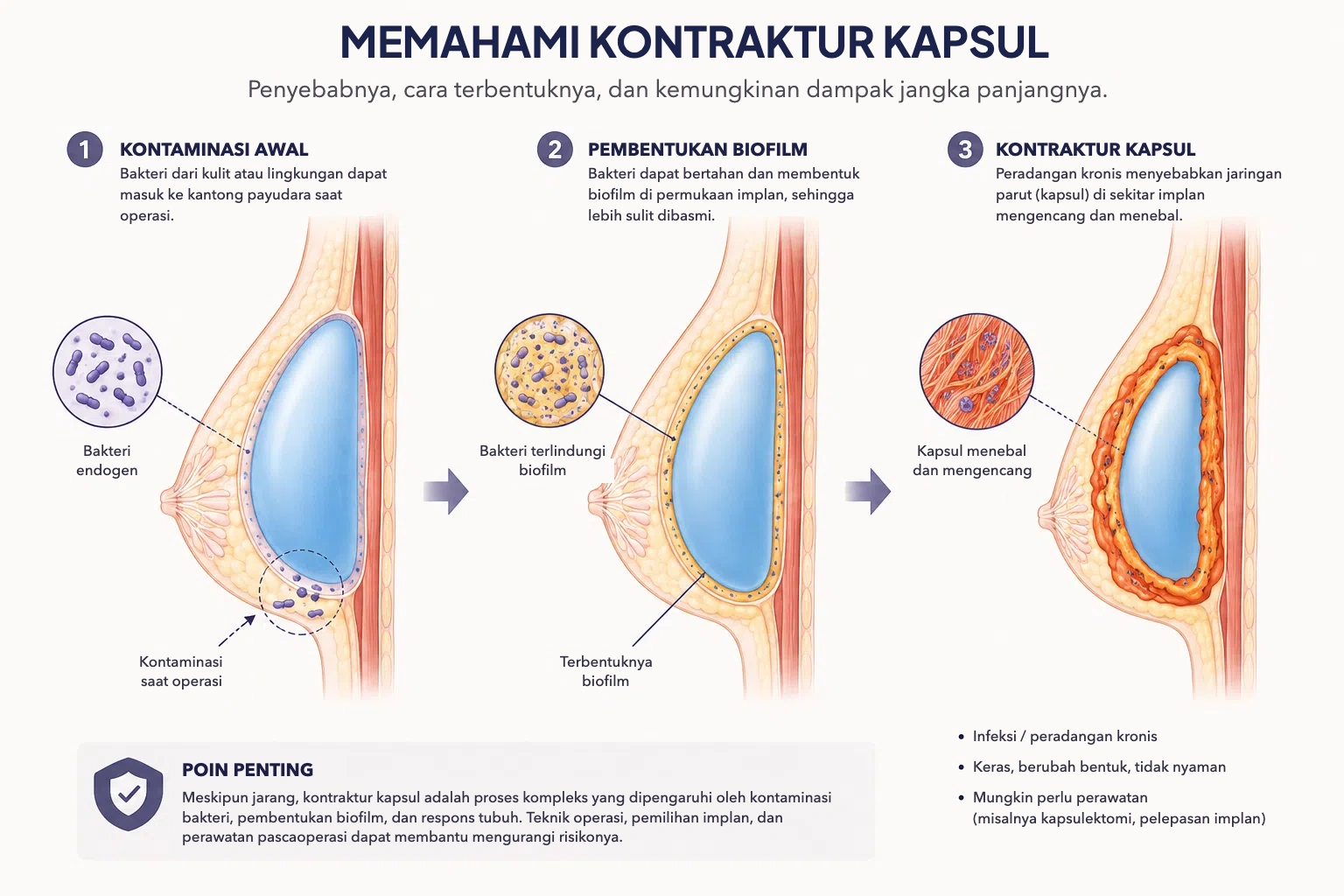 Memahami kontraktur kapsul: kontaminasi awal, pembentukan biofilm, dan kontraktur kapsul