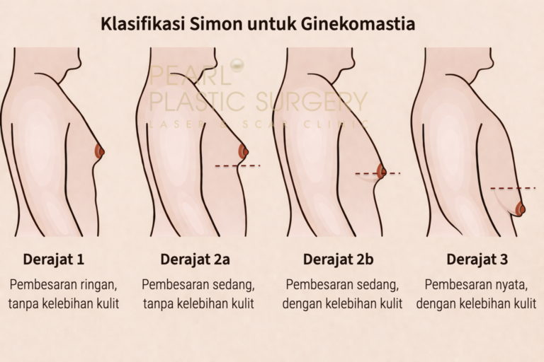 Klasifikasi Simon untuk ginekomastia: derajat 1, 2a, 2b, dan 3