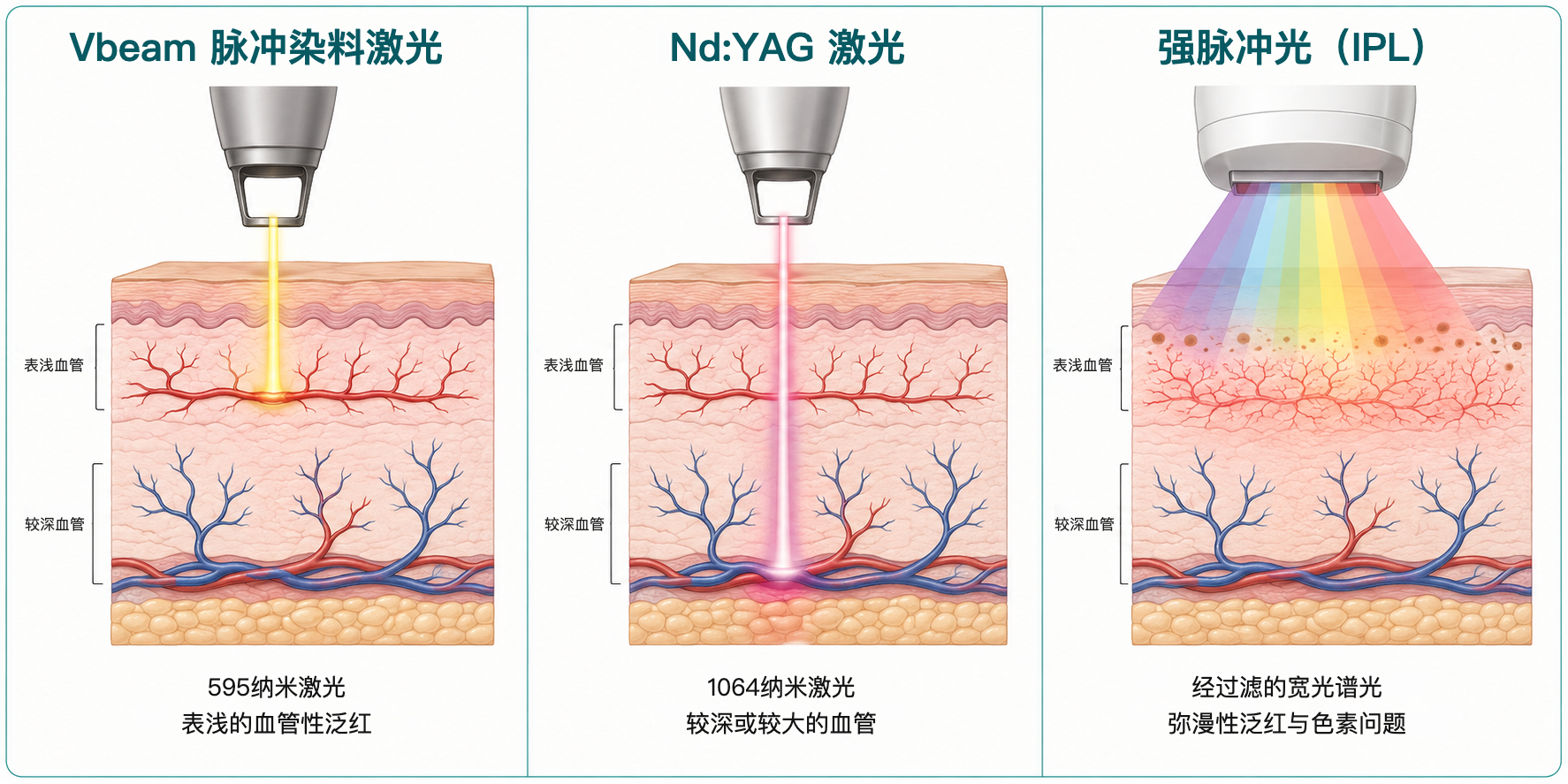 Vbeam，Nd:YAG 激光与强脉冲光（IPL）的比较