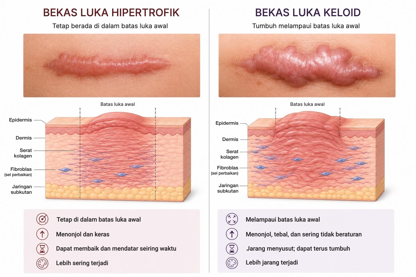 Perbedaan bekas luka hipertrofik dan bekas luka keloid