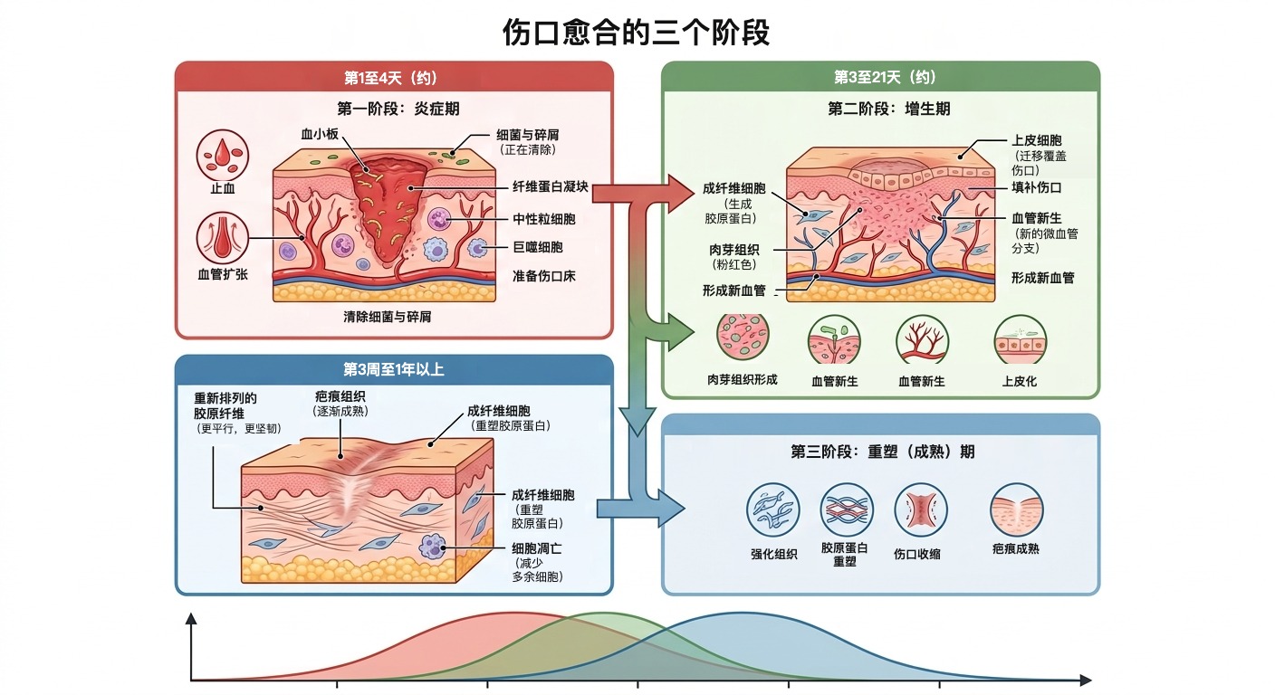 伤口愈合的三个阶段